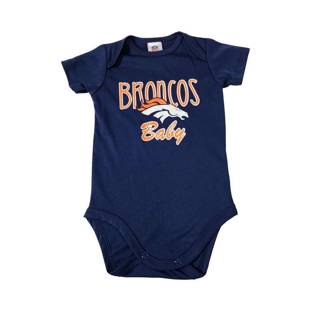NFL Team Apparel Denver Broncos Baby Bodysuit Navy Blue 3-6 Months Short‎ Sleeve